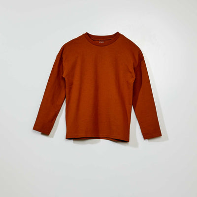 تي شيرت جيرسي سادة بأكمام طويلة باللون الأصفر