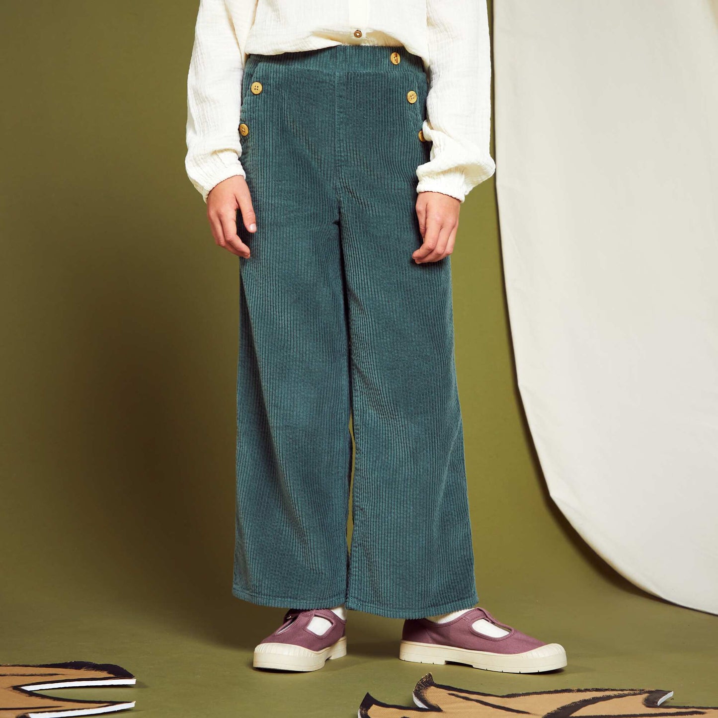 Corduroy trousers grey green