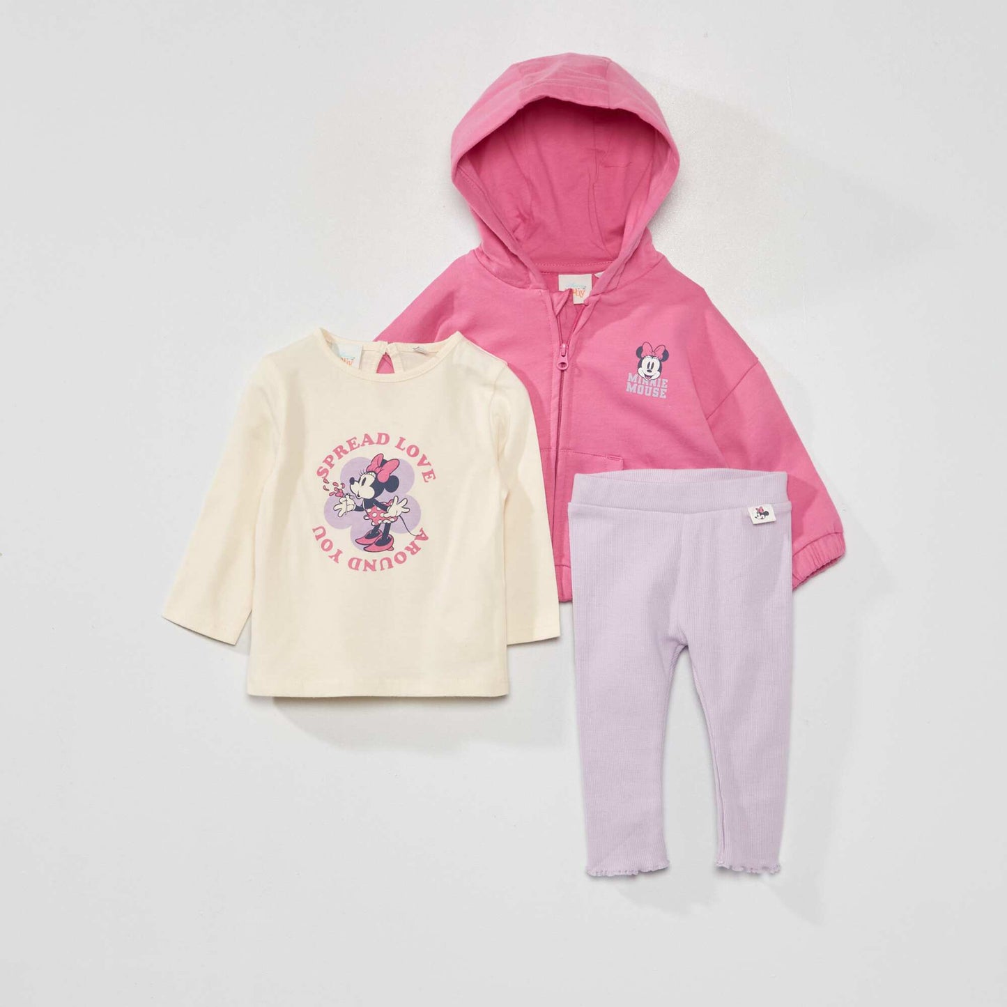 Minnie Mouse T-shirt  hooded jacket and leggings set - Three-piece set PINK