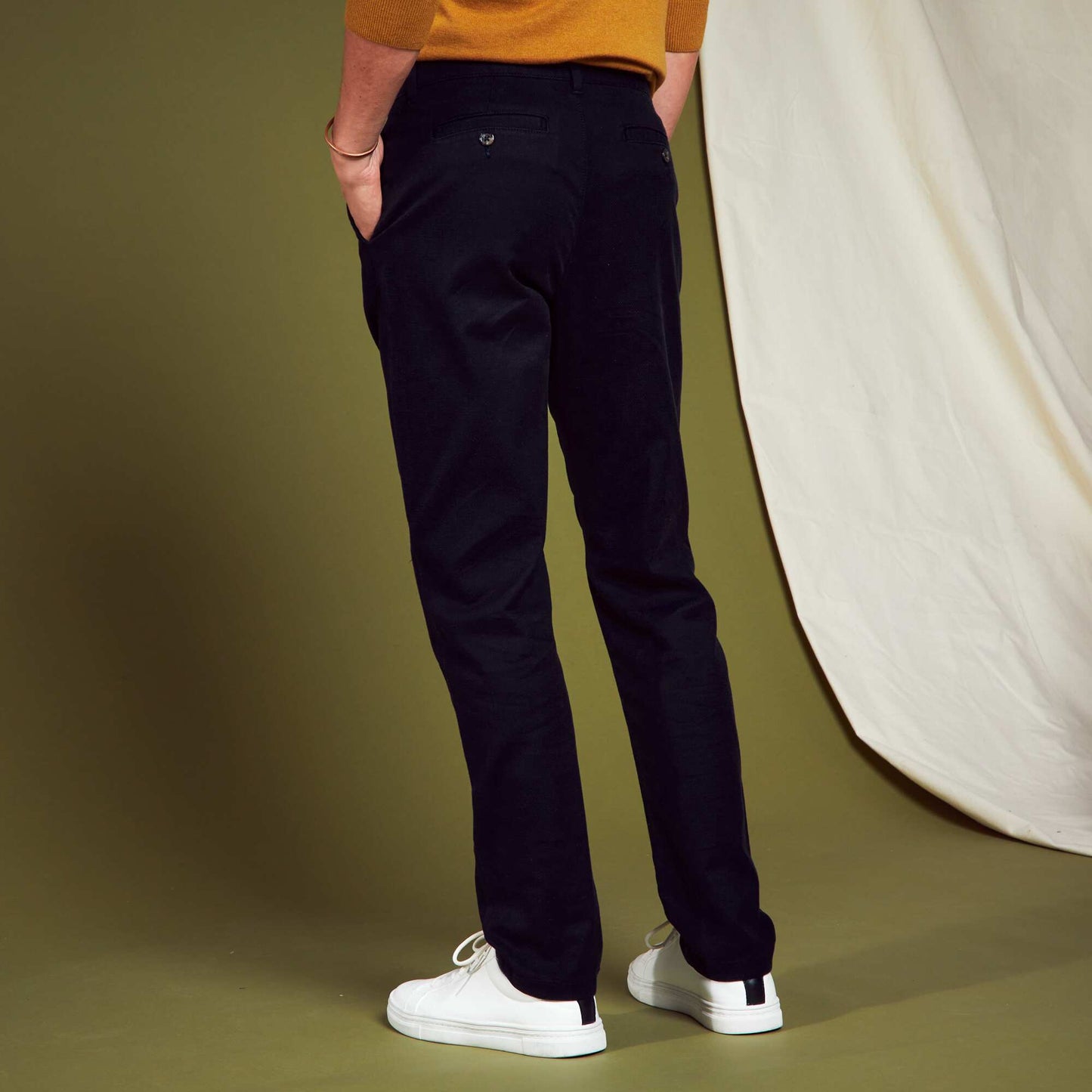 Slim-fit jacquard trousers BLACK IRIS