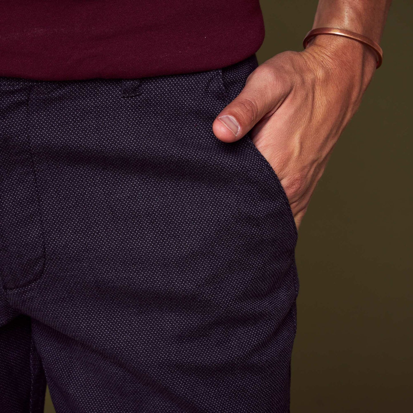 Slim-fit jacquard trousers black