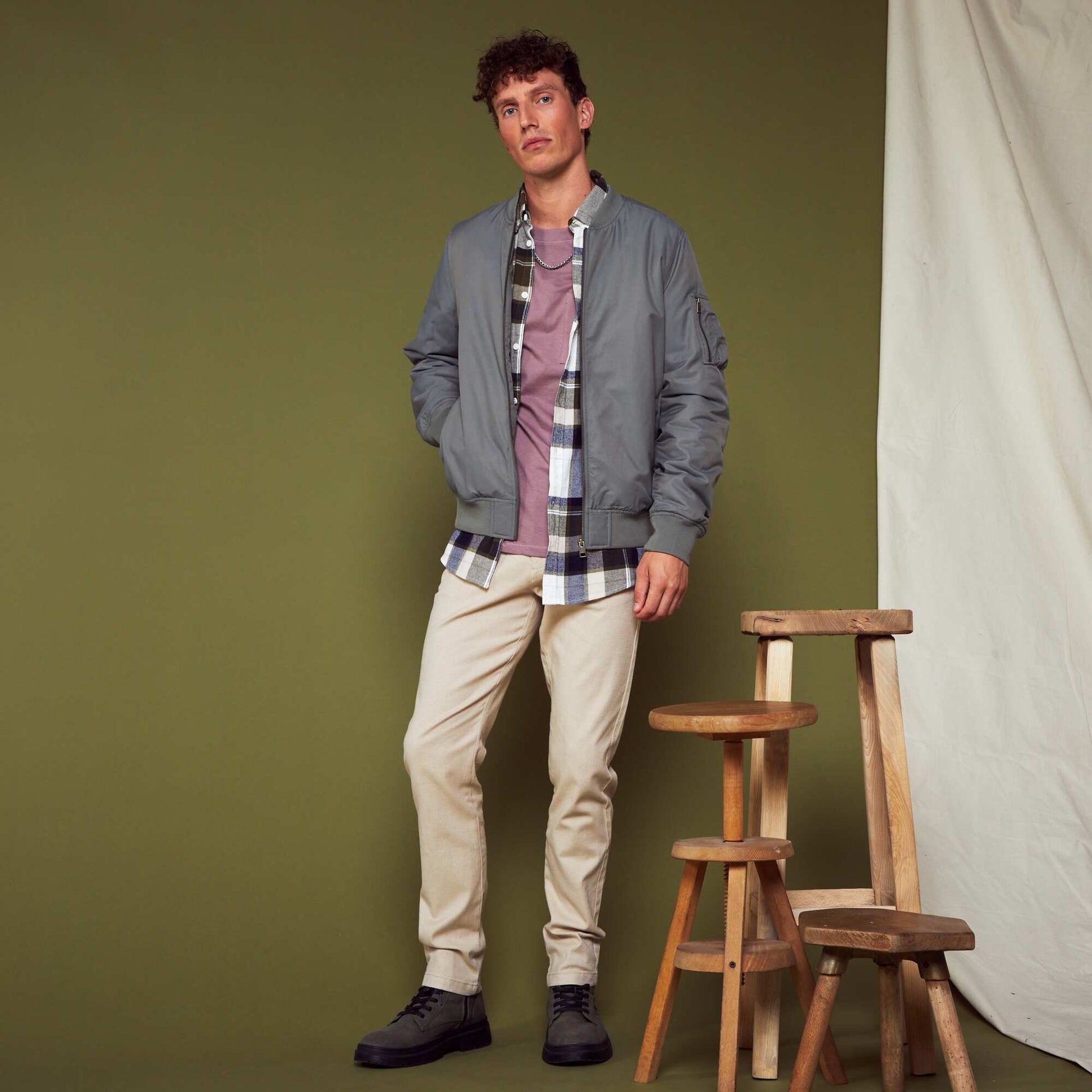 Slim-fit jacquard trousers SIMPLE BEIGE
