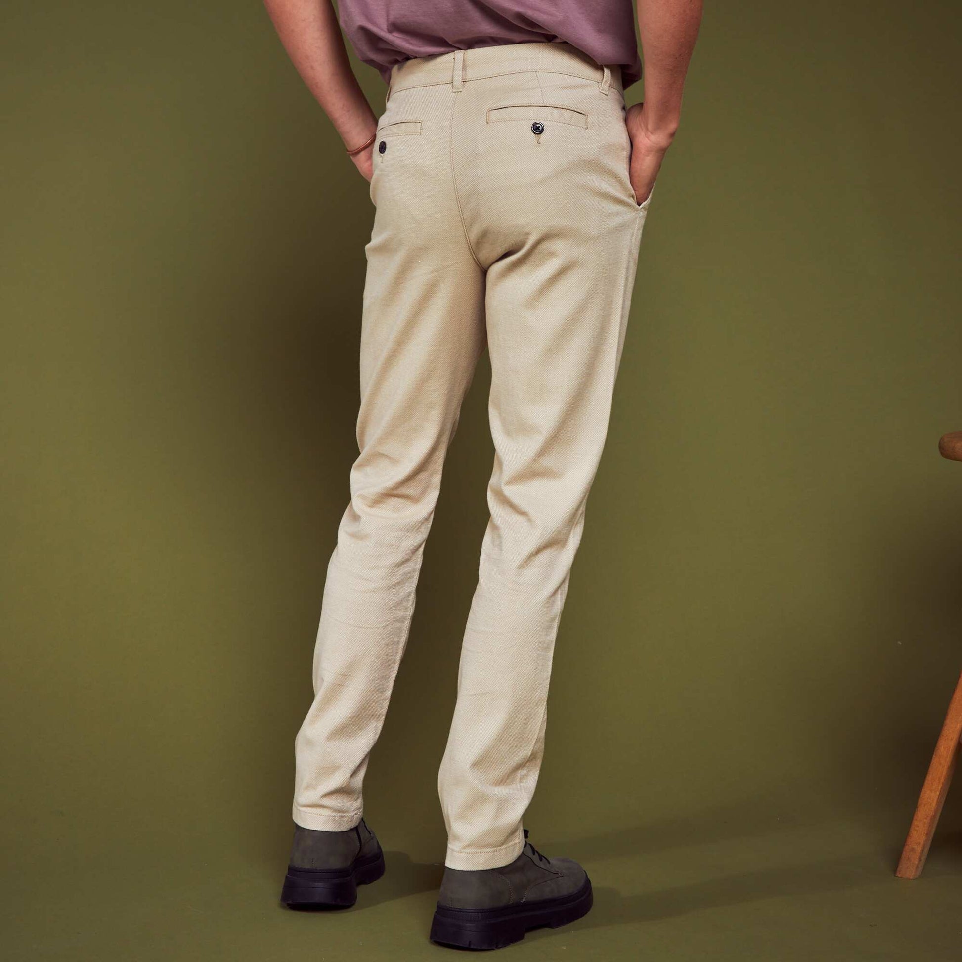 Slim-fit jacquard trousers SIMPLE BEIGE