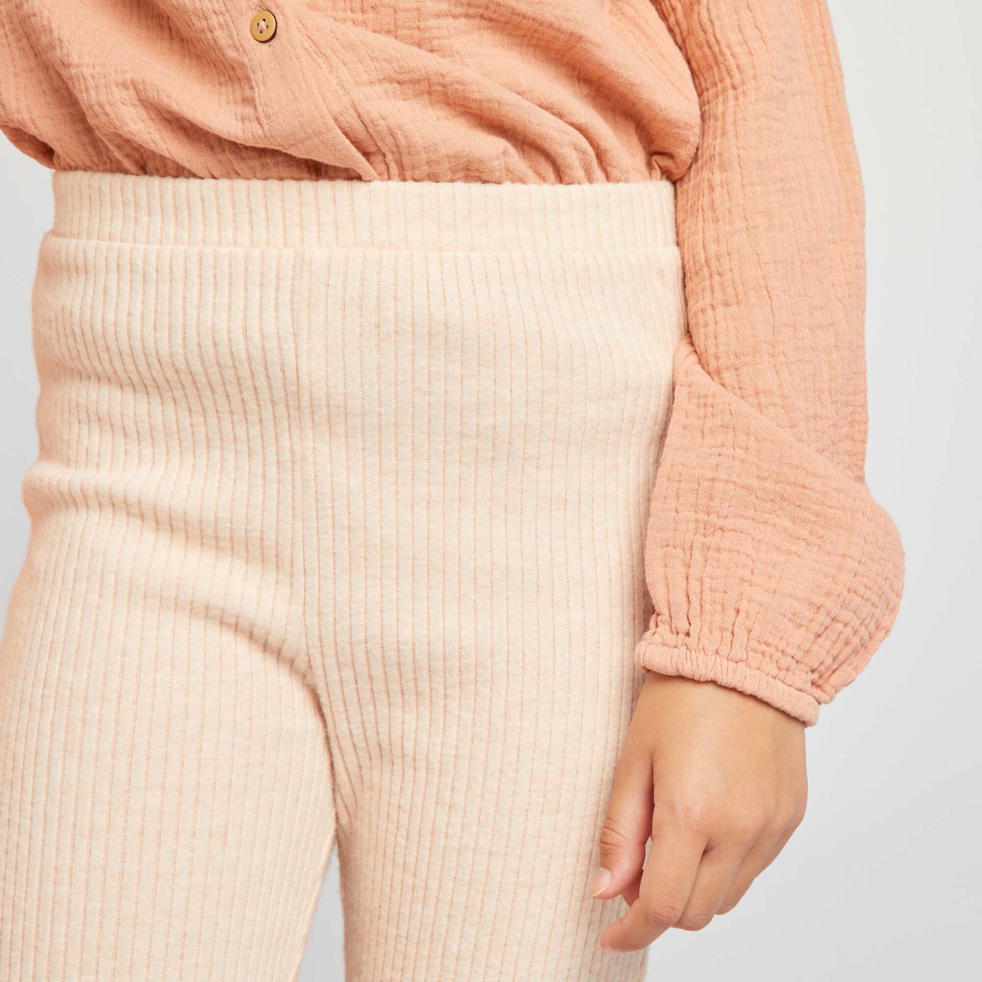 Ribbed knit trousers BEIGE