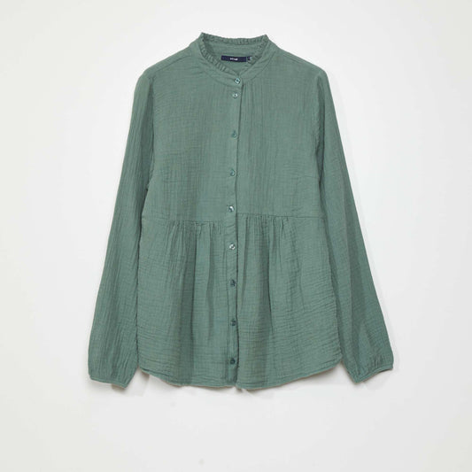 Cotton gauze blouse Green