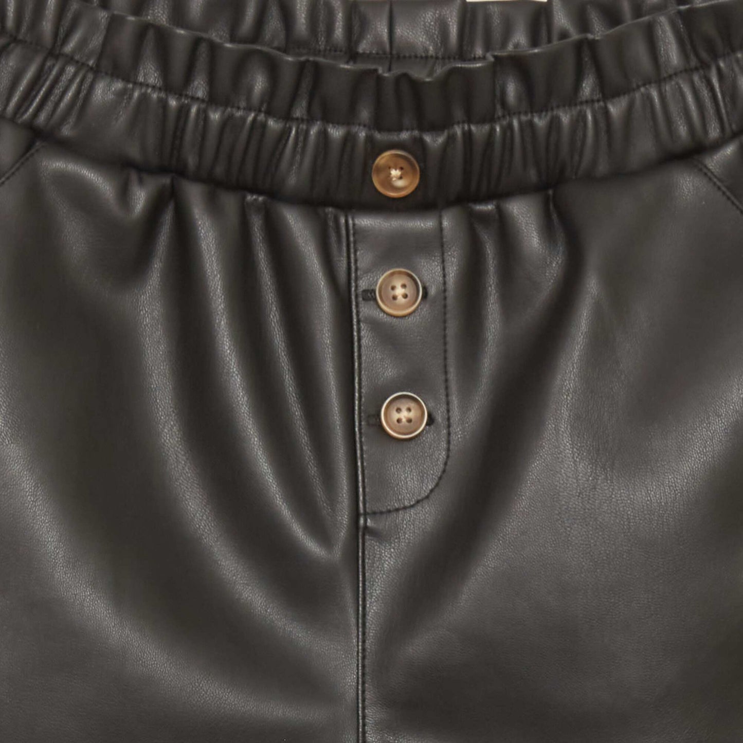 Faux leather paper bag shorts Black