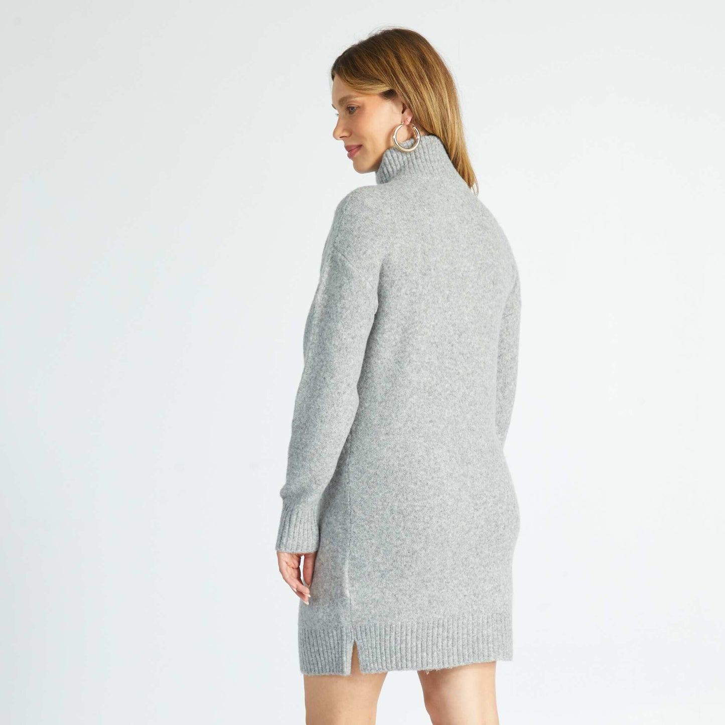 Sweater dress with zip-up high neck GREY