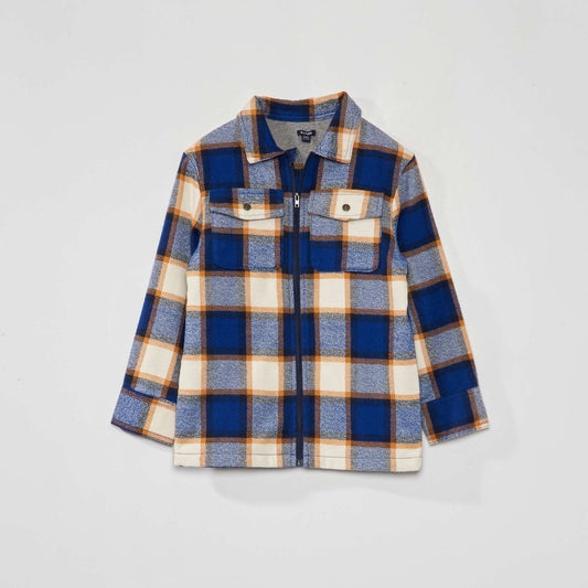 Checked flannel overshirt BLUE_KRO