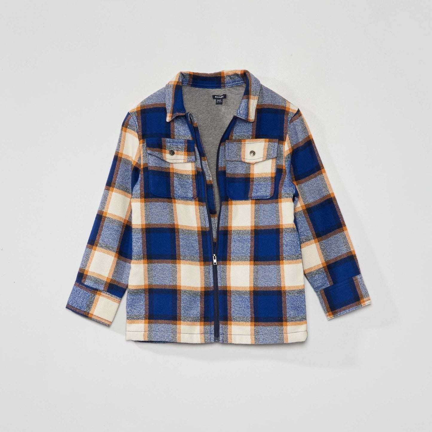 Checked flannel overshirt BLUE_KRO