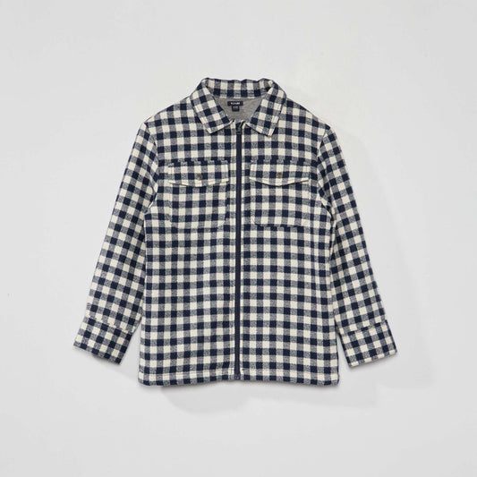 Checked flannel overshirt NAVY_KRO