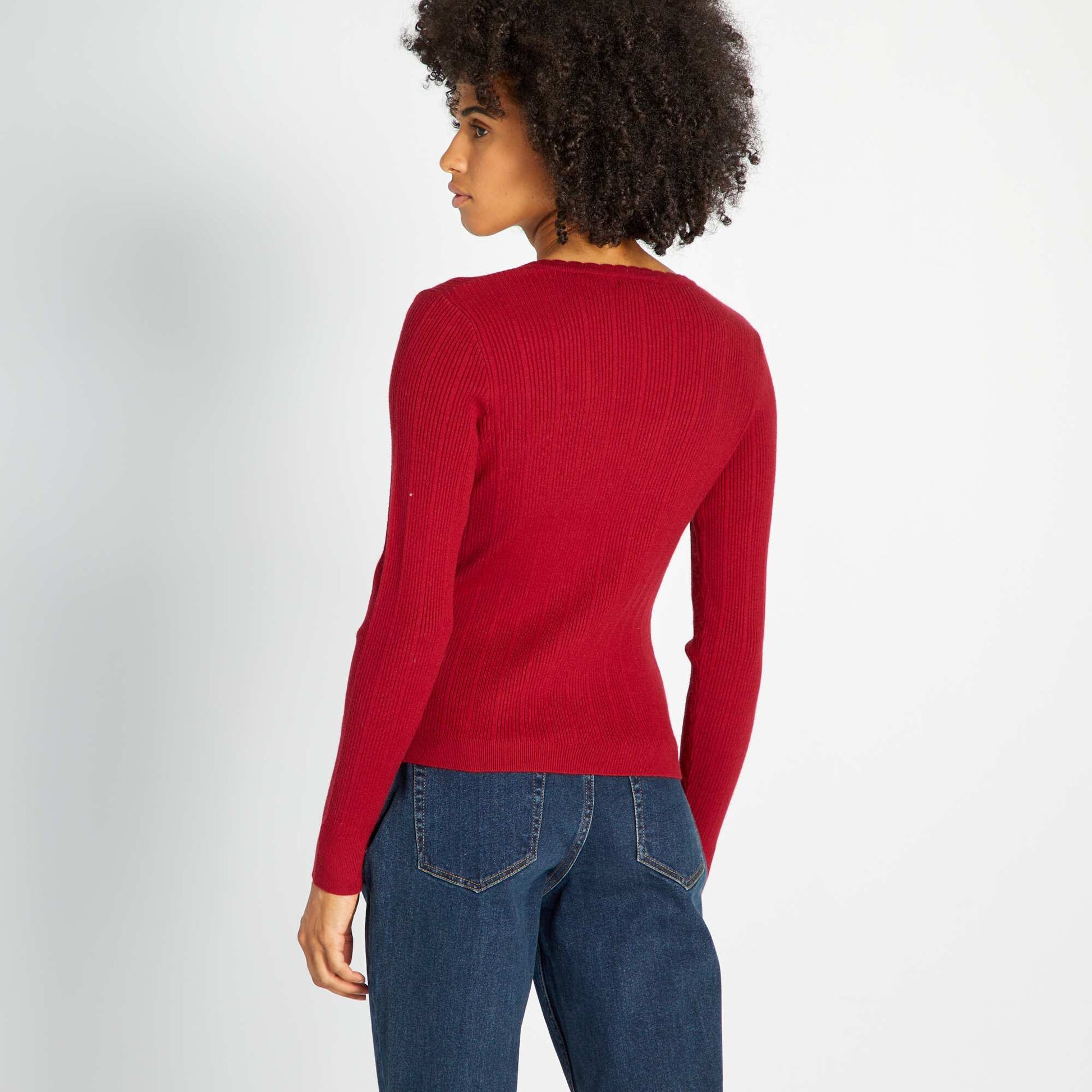Ribbed knit sweater RHUBARB
