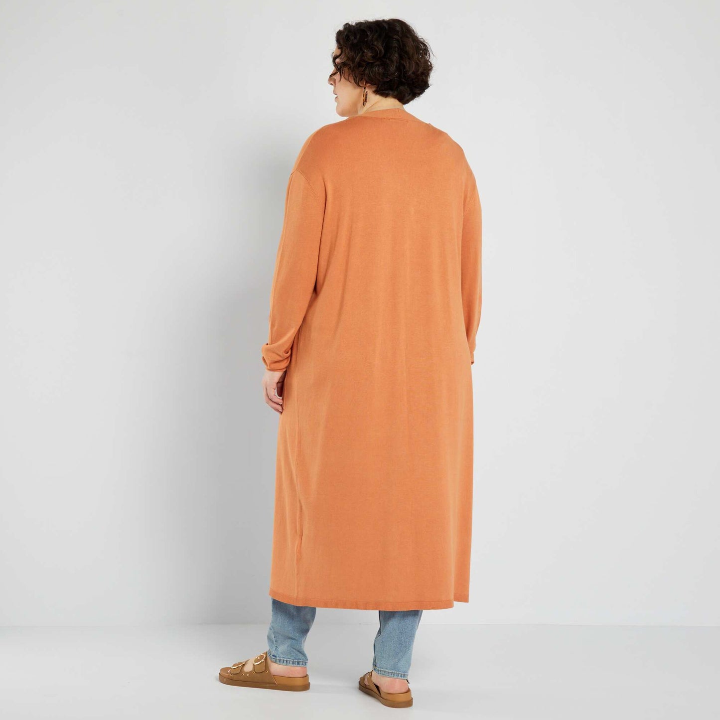 Long knitted cardigan BROWN