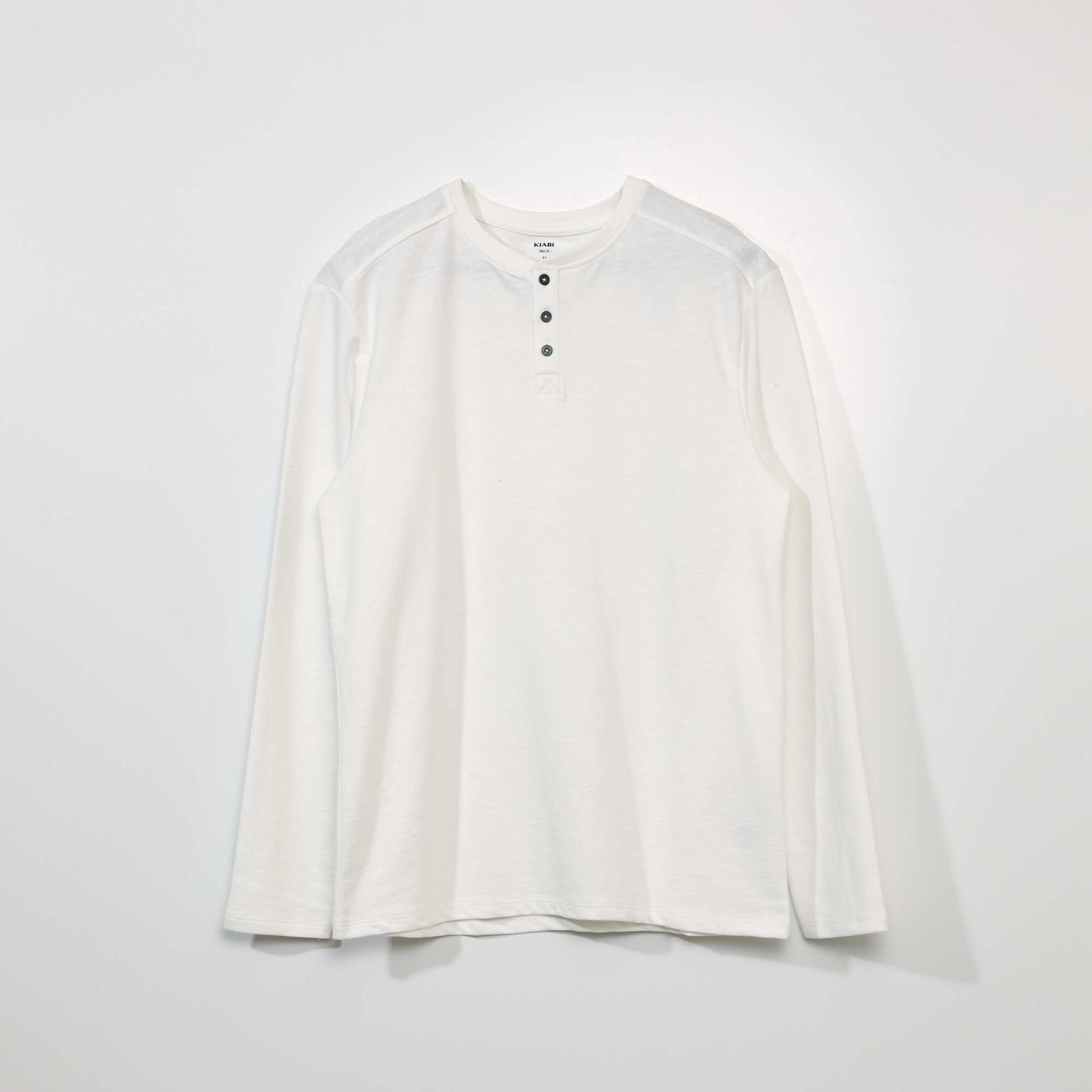 Plain henley collar T-shirt White