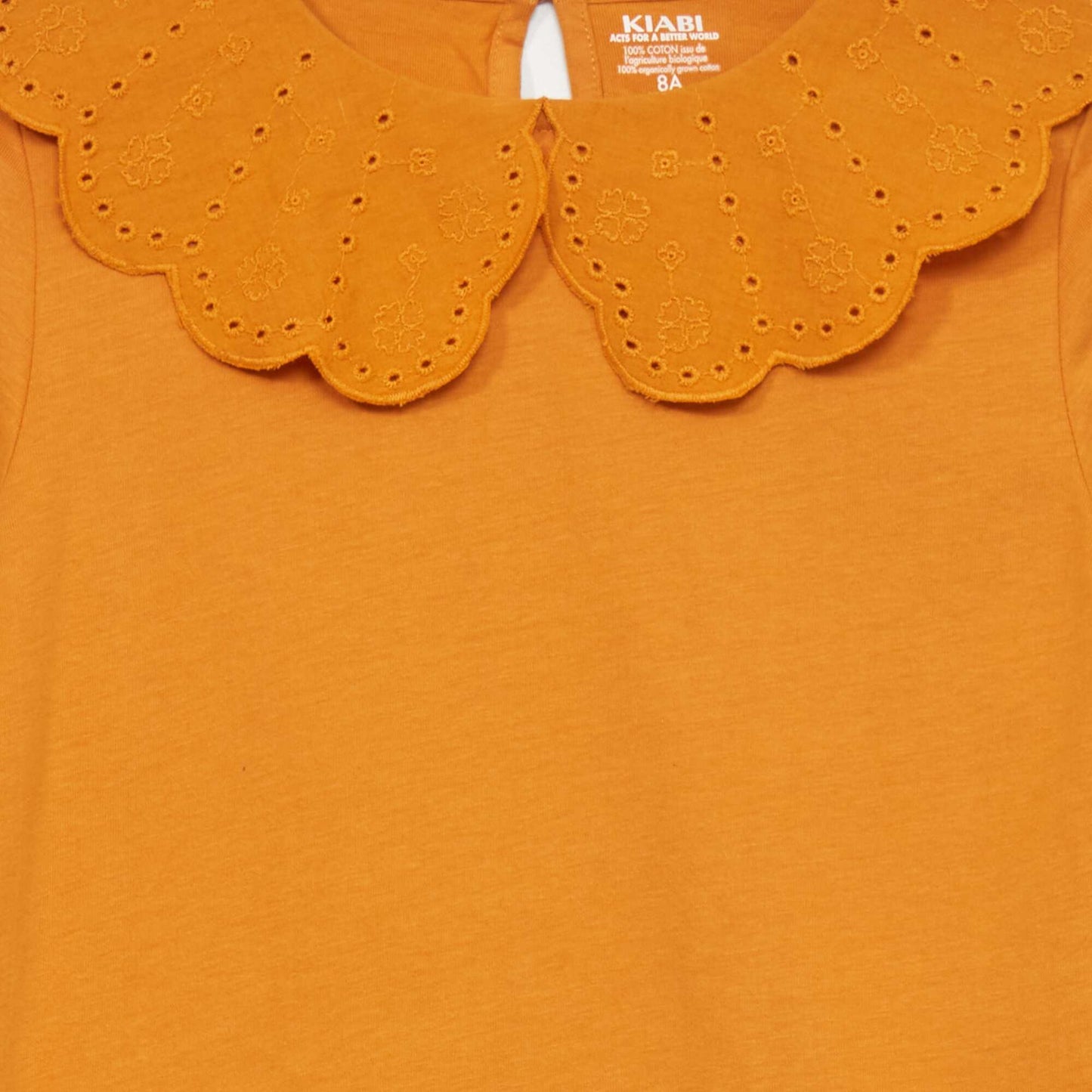 Long-sleeved T-shirt with broderie anglaise YELLOW