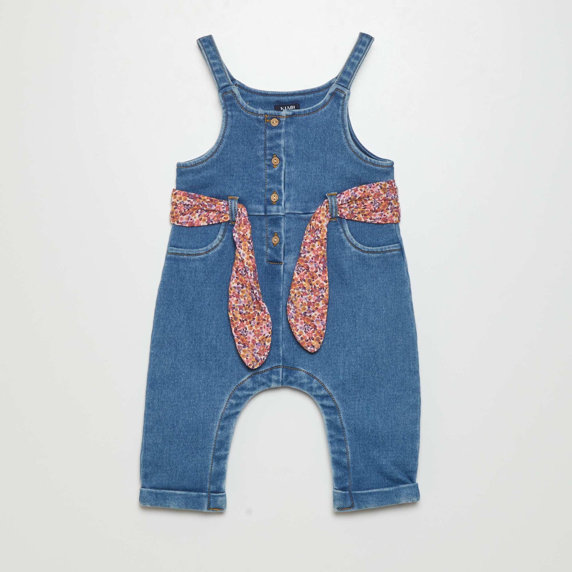 Denim dungarees + blouse - 2-piece set BROWN FLOW
