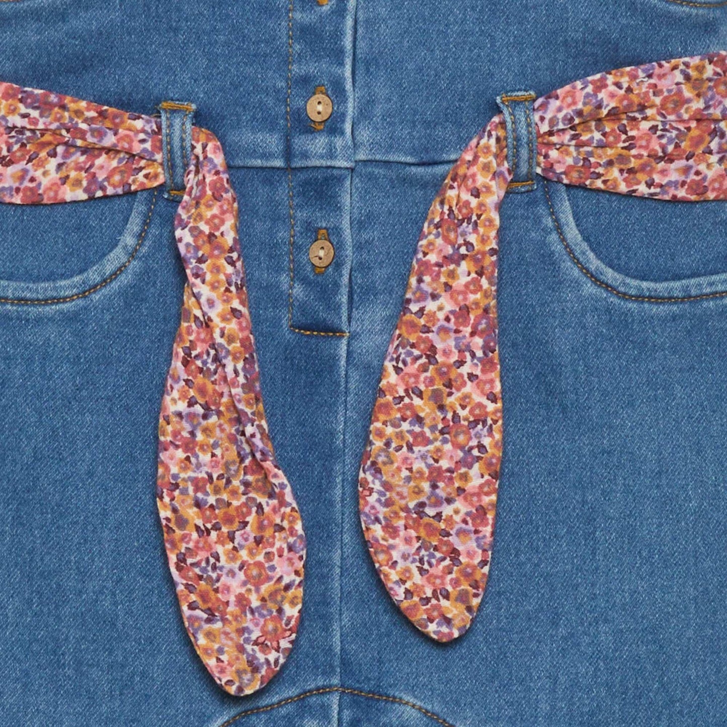 Denim dungarees + blouse - 2-piece set BROWN FLOW