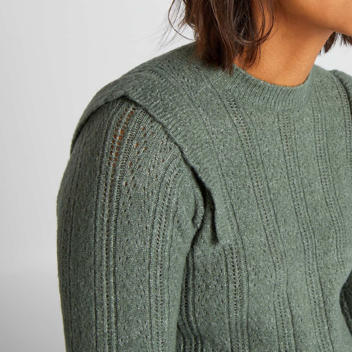 Openwork maternity jumper grey green