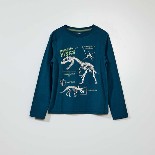 Long-sleeved jersey T-shirt BLUE_DINO