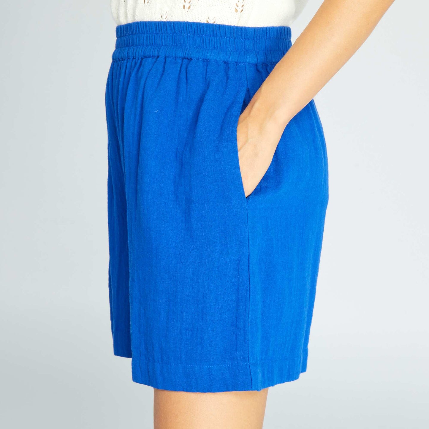 Double cotton gauze shorts blue