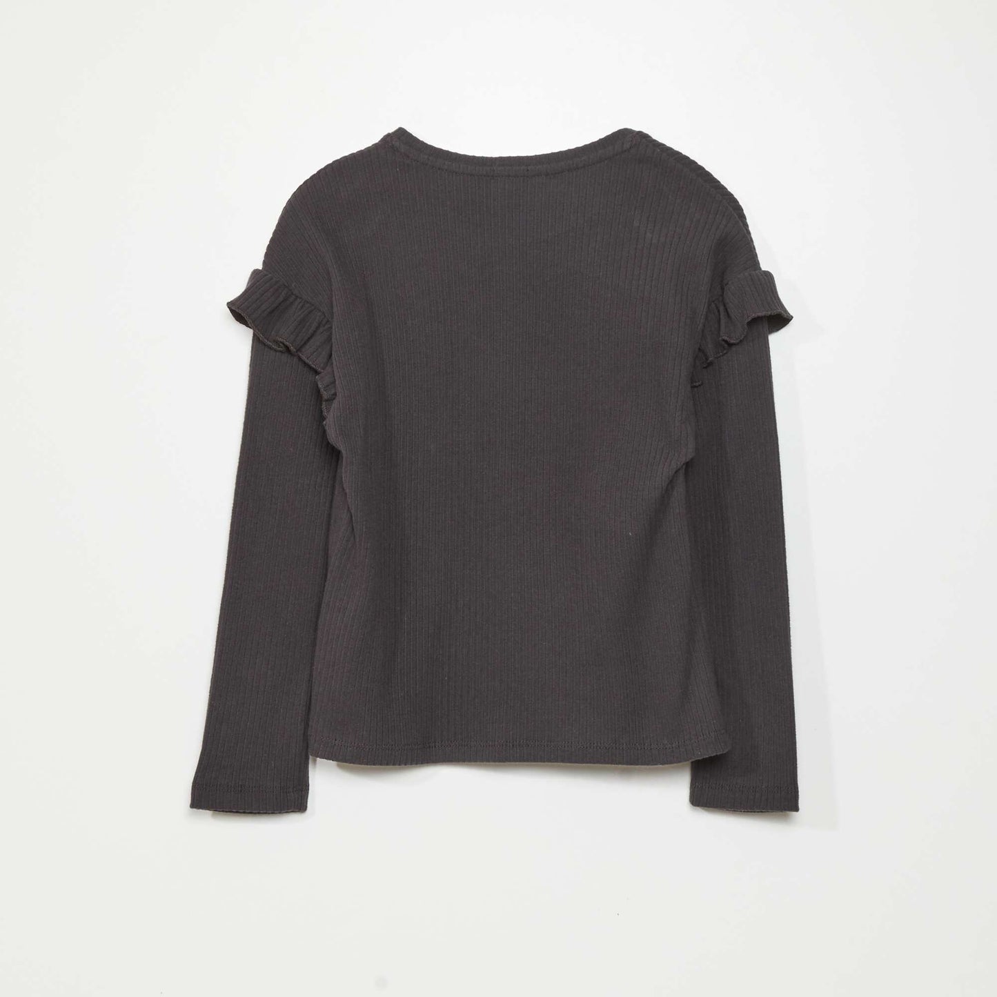 Plain T-shirt with ruffles on the shoulders Grey