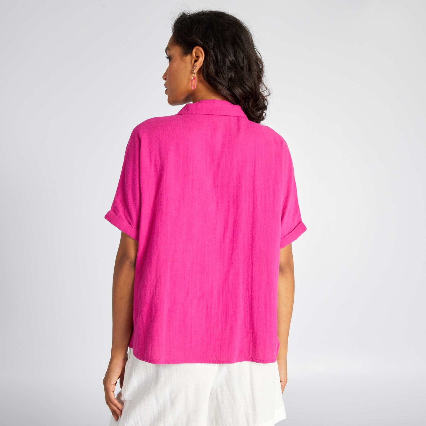 Double cotton gauze blouse magenta