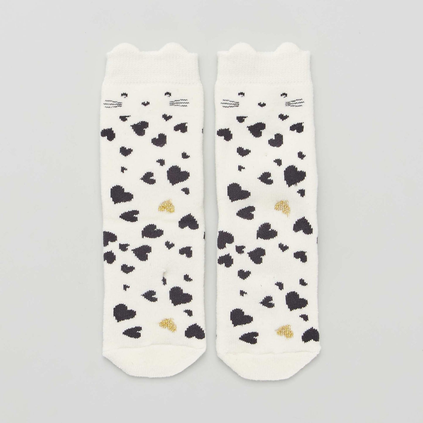 Pack of 2 pairs of heart and cat socks BROWN