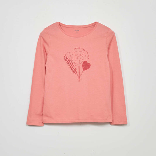 Long-sleeved T-shirt with print PINK