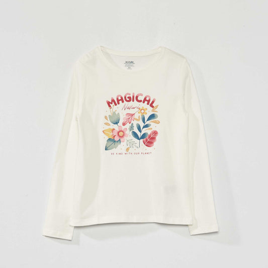 Long-sleeved printed T-shirt WHITE