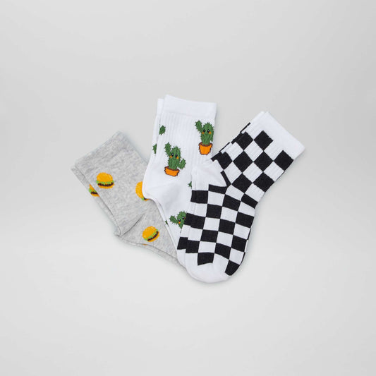 Pack of 3 pairs of patterned socks FUN