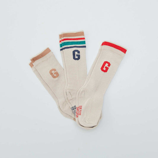 Pack of 3 pairs of socks BEIGE