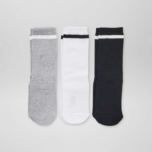 Pack of 3 pairs of long sports socks WHITE