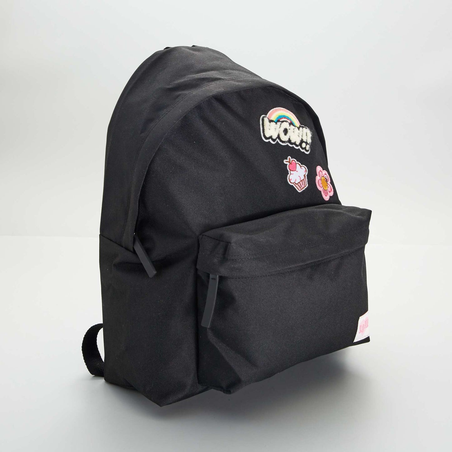 Canvas backpack with patches Black