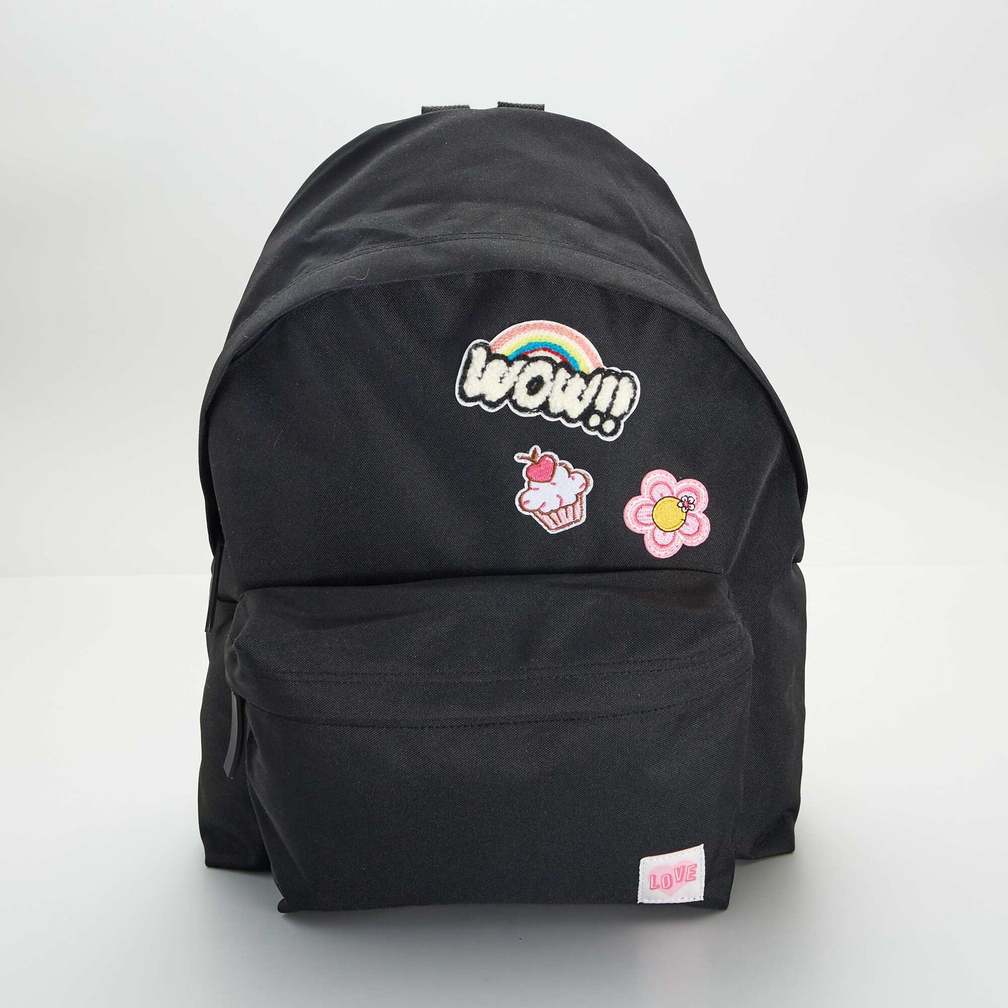 Canvas backpack with patches Black