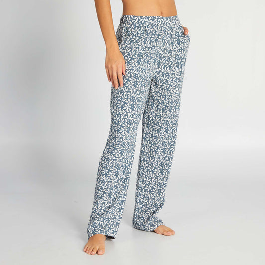 Flowing printed pyjama bottoms BLUE