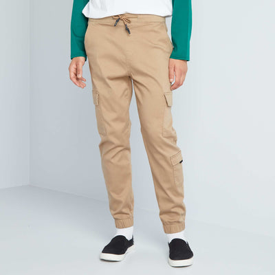 Jogger-style trousers with flap pockets BEIGE