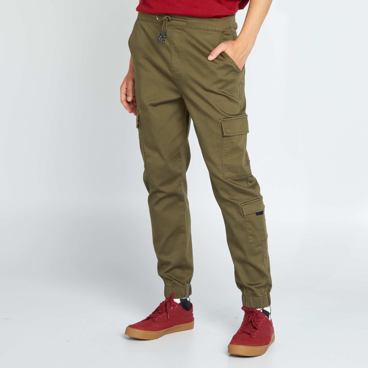 Jogger-style trousers with flap pockets KHAKI