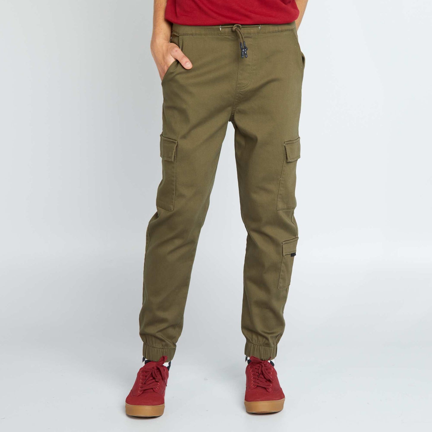 Jogger-style trousers with flap pockets KHAKI