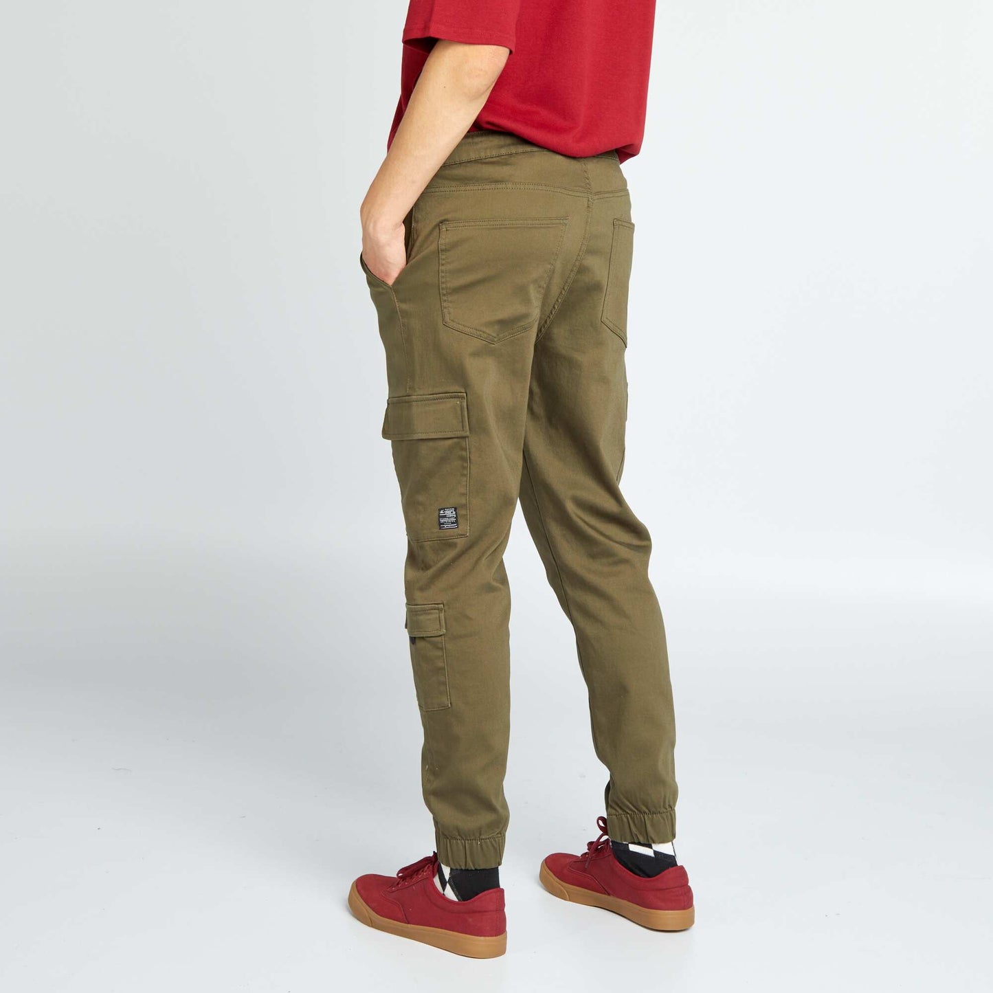 Jogger-style trousers with flap pockets KHAKI