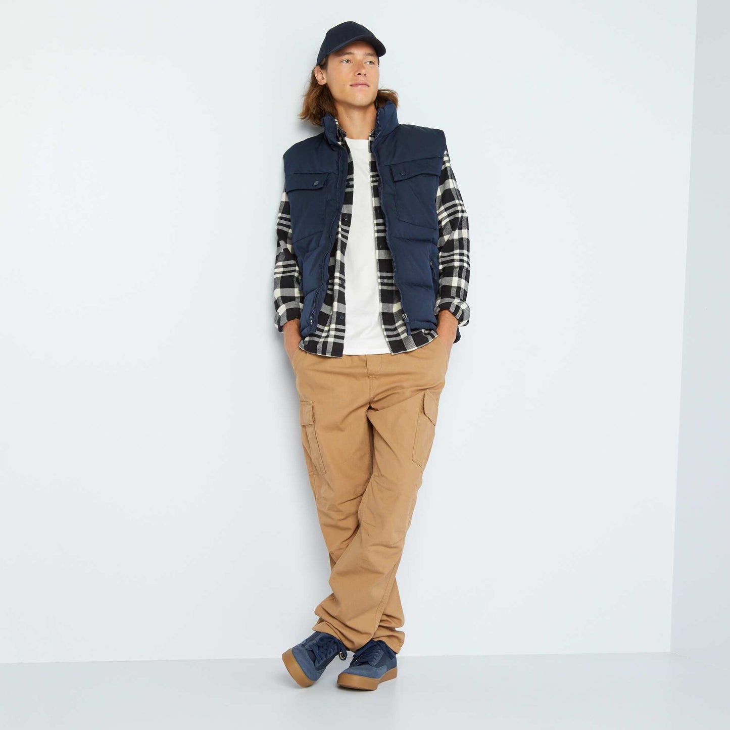 Checked flannel shirt Black