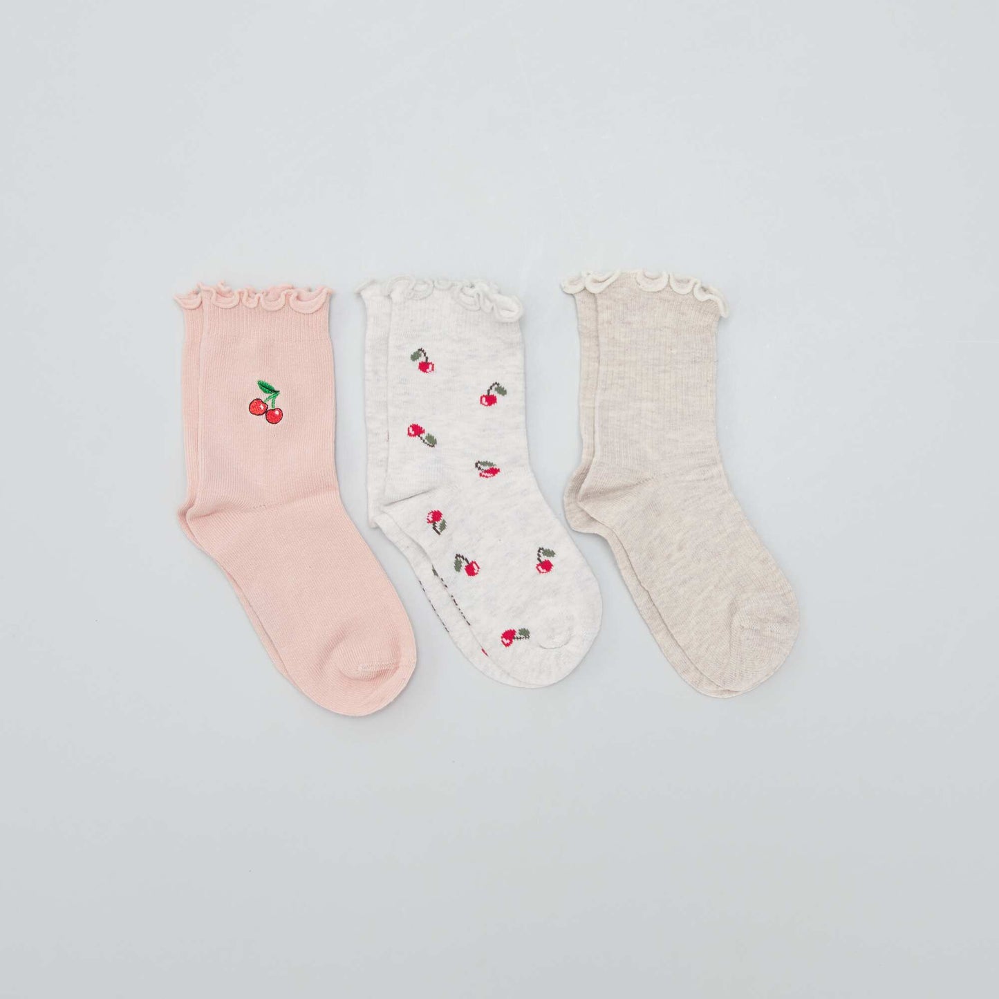 Pack of 3 pairs of printed socks CHERRY