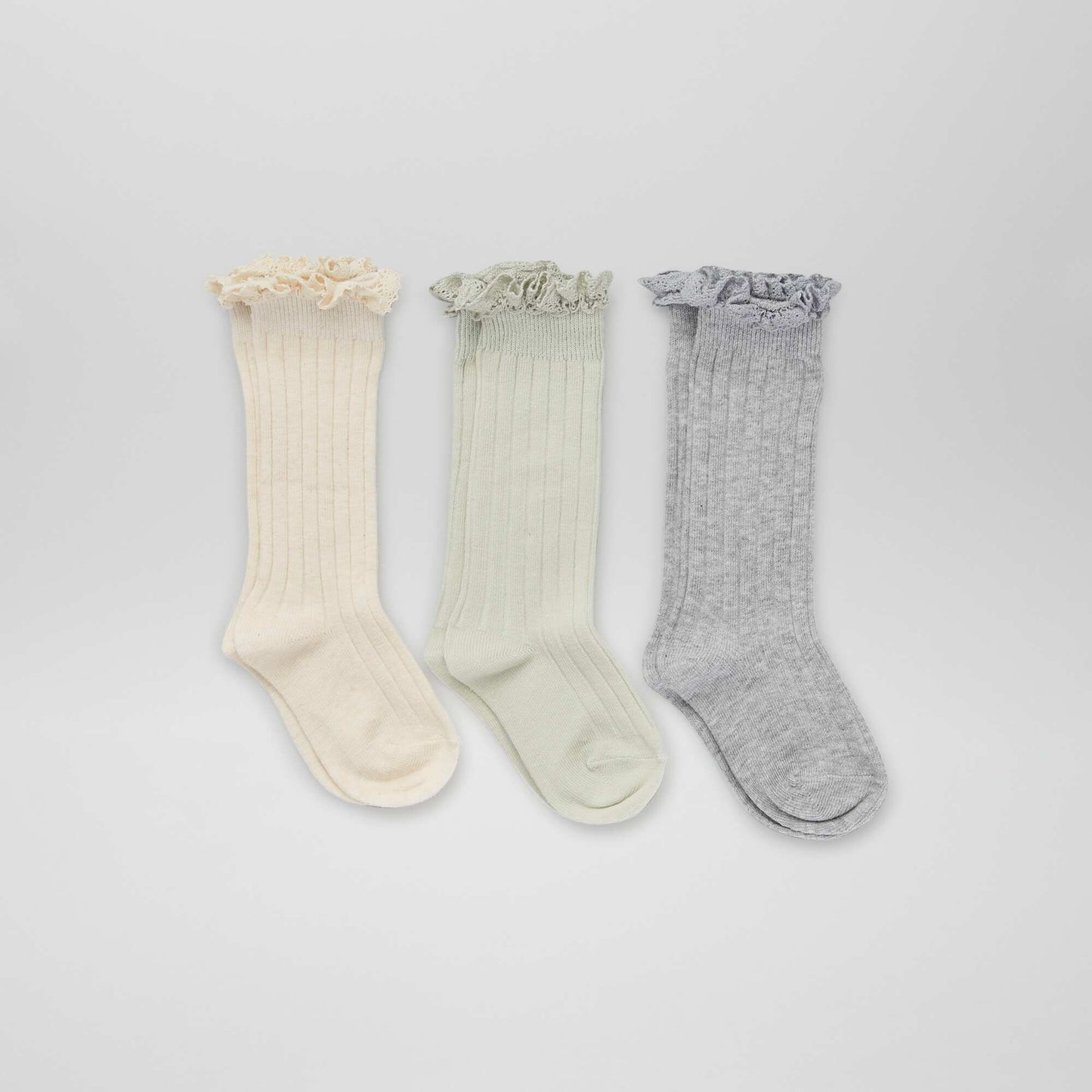 Pack of 3 pairs of long socks GREY