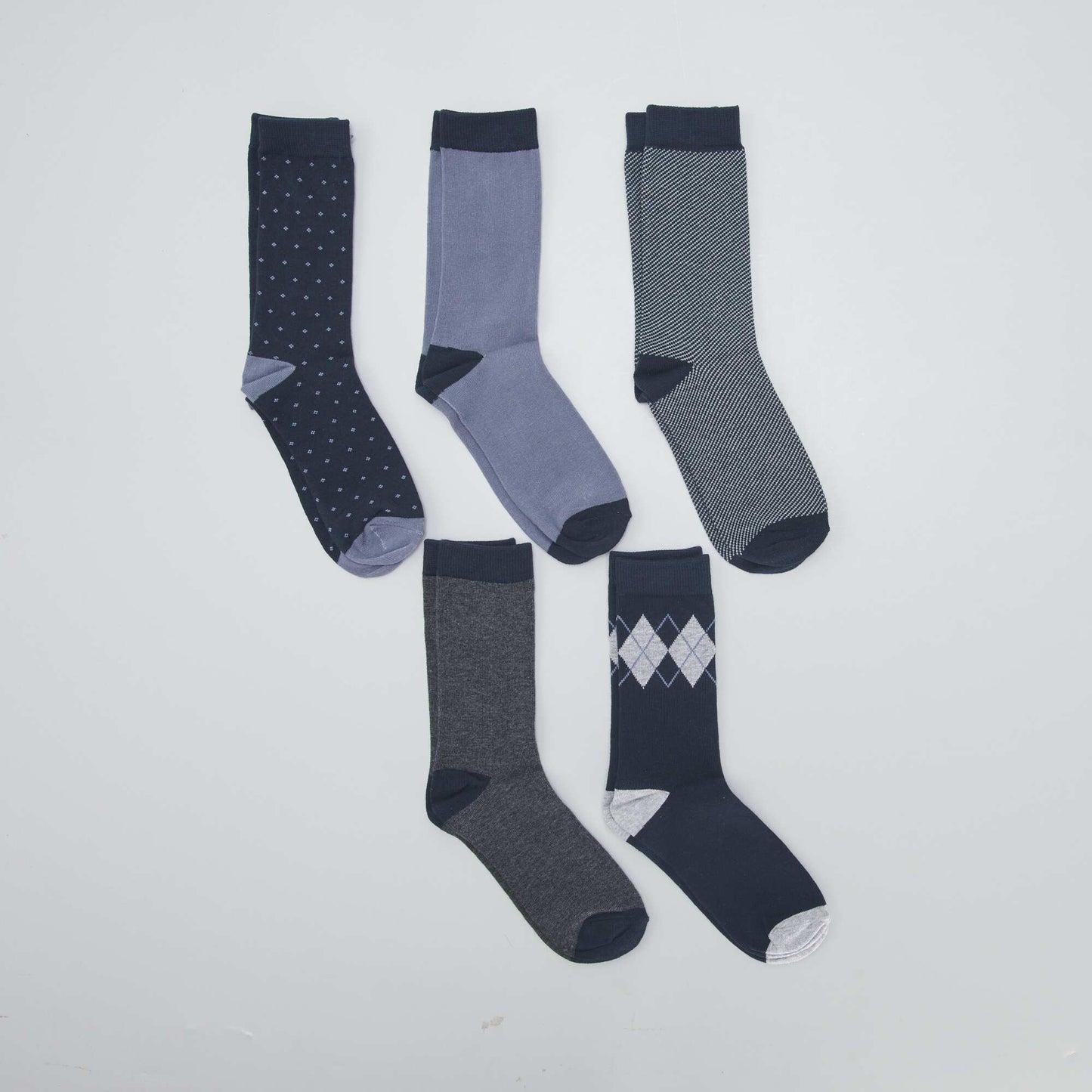 Pack of 5 pairs of fancy socks LOT BLUE