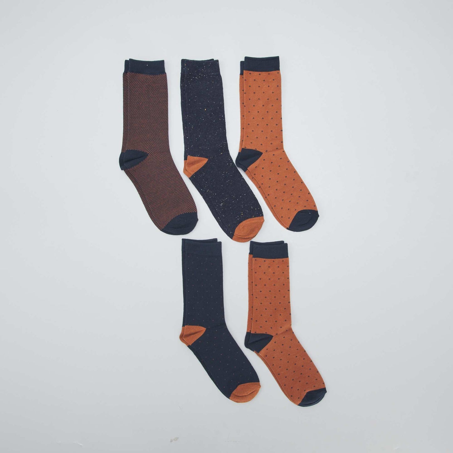 Pack of 5 pairs of fancy socks MOCHA