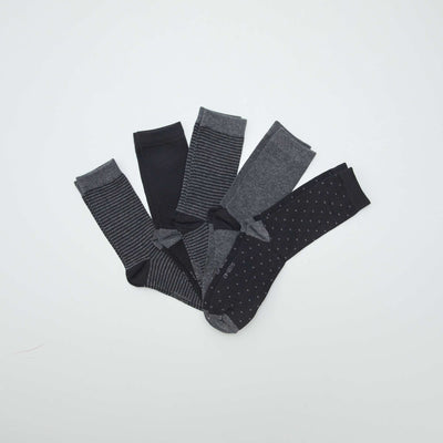 Pack of 5 pairs of fancy socks BLACK