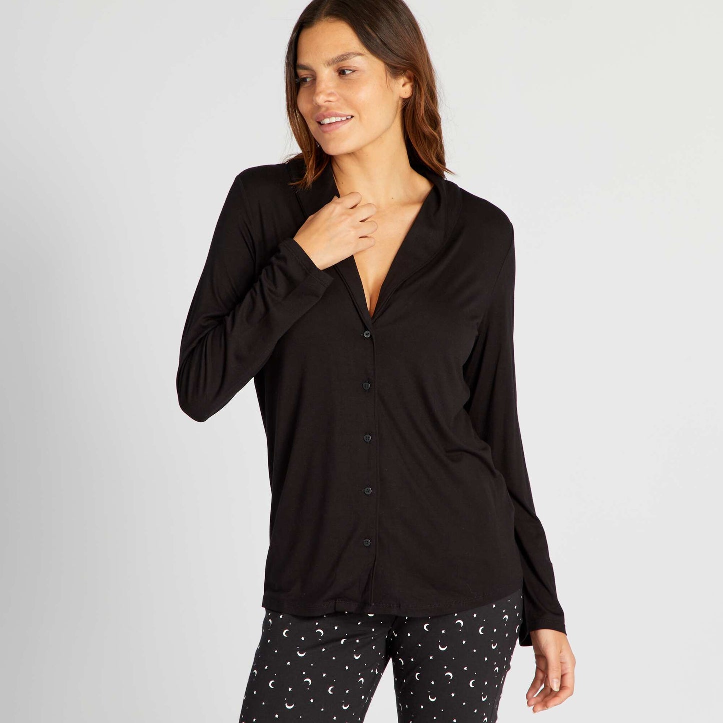 Long pyjama top black