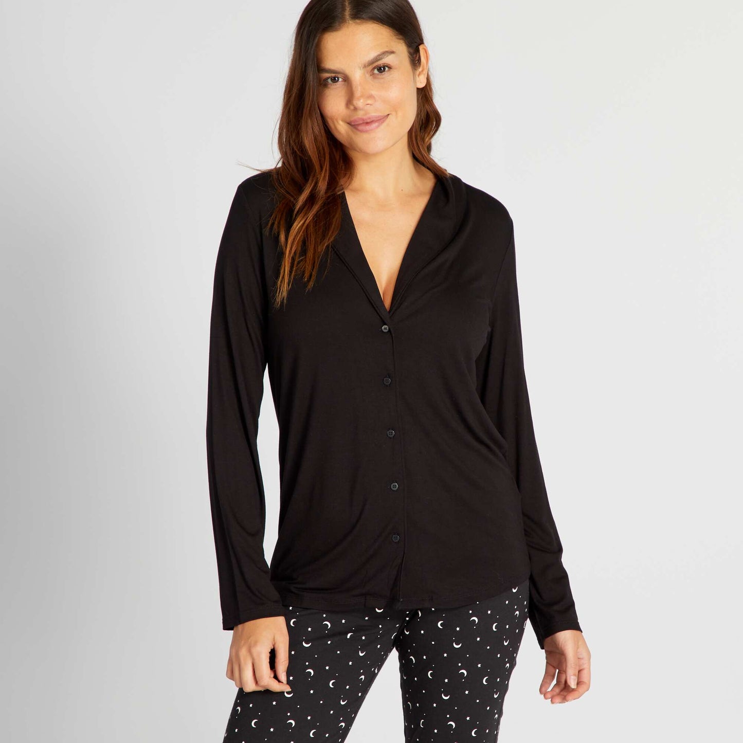 Long pyjama top black