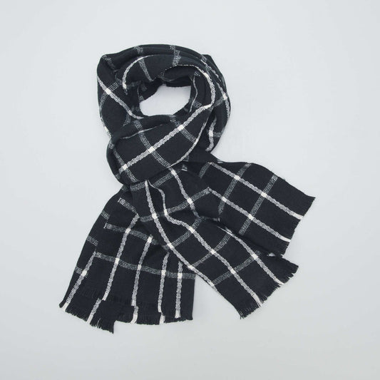 Checked chunky scarf with fringing KROBLACK