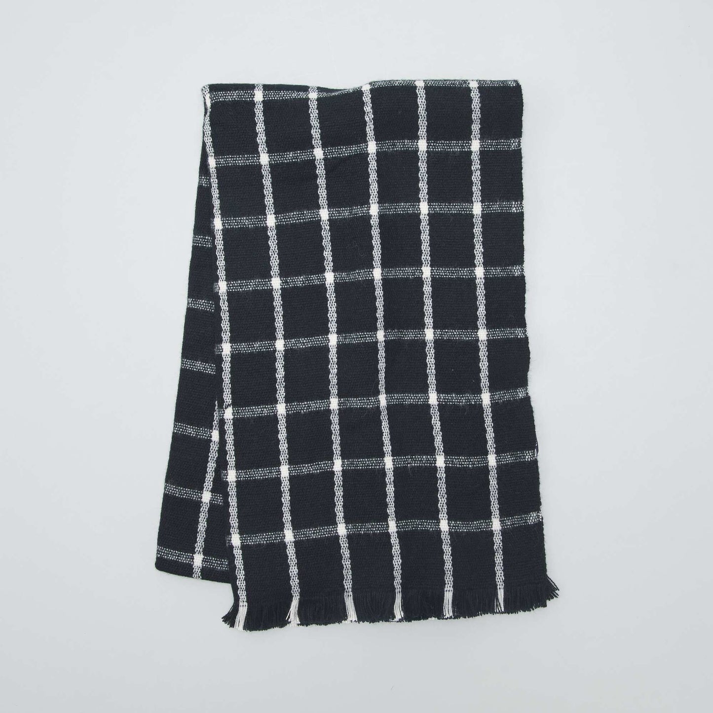 Checked chunky scarf with fringing KROBLACK