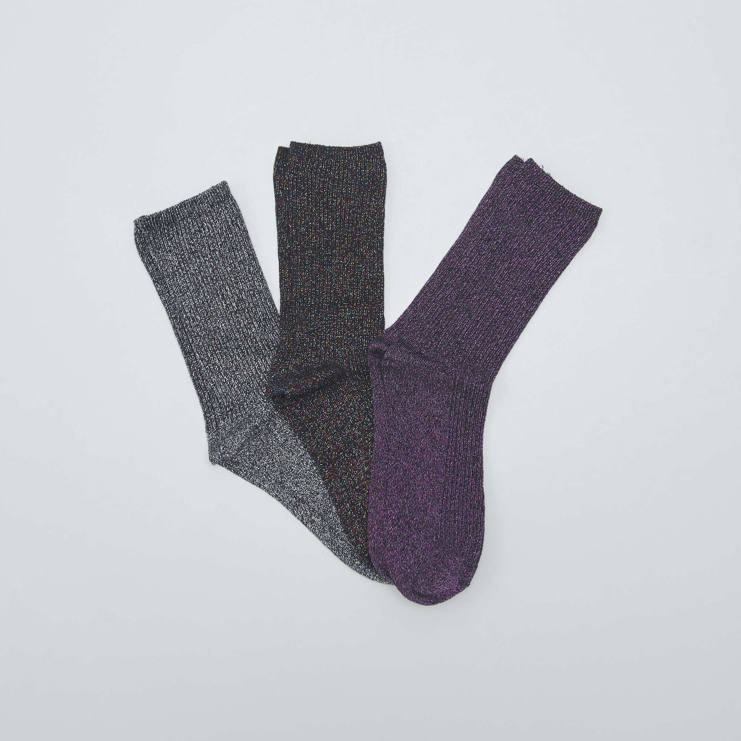 Pack of 3 pairs of glitter socks black