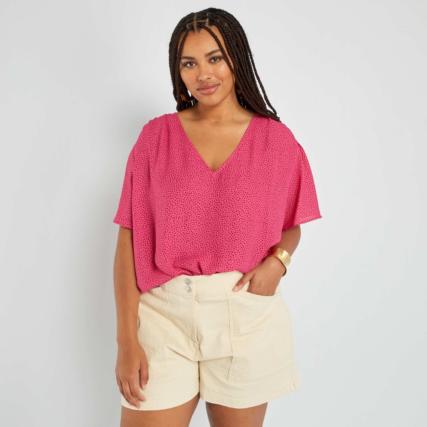 Flowing V-neck blouse PINK